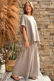 Pure Cotton Santos Keyhole Drape Back Top Mocha